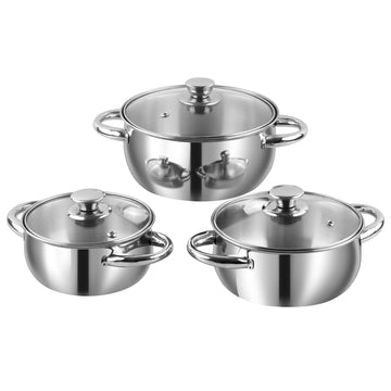Vinod Stainless Steel Solid Milano Saucepot Set - 3 Piece (Induction Friendly)